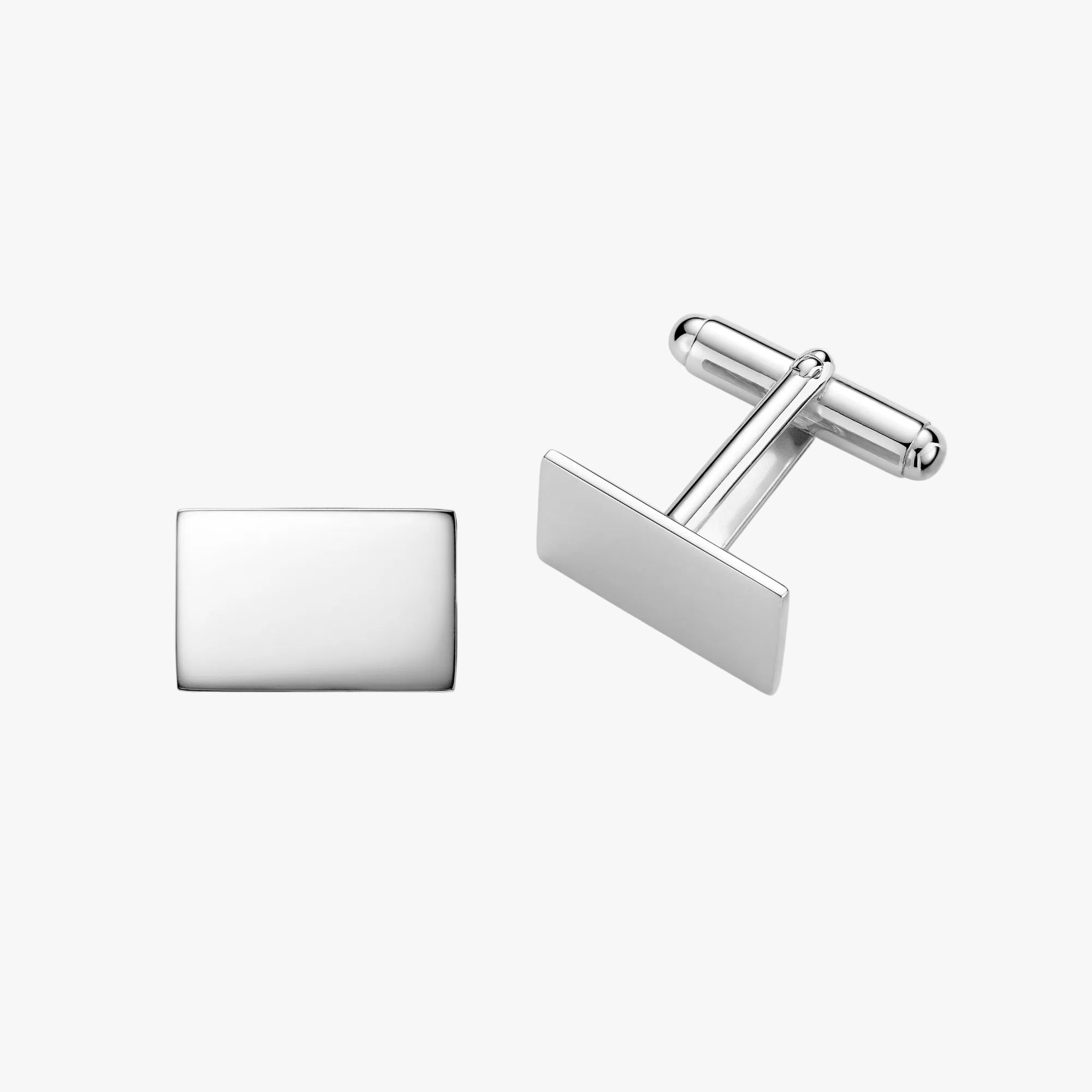 Sterling Silver Cufflinks for Men Personalized with Engraved Initials or Name Rectangle Shape Gift for Men - Made in Italy