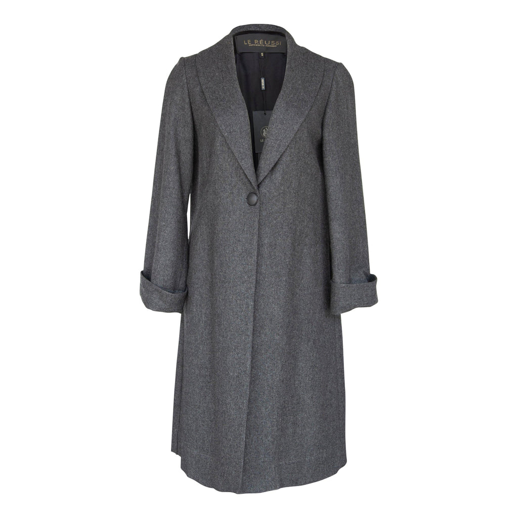 Le Réussi Worsted Flannel Long Trench Coat Gray