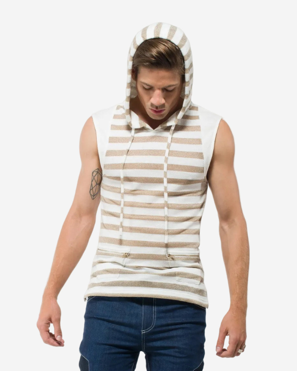 Men's Sleeveless Gold Hoodie