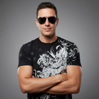 Lion and Vines Metallic Silver Embossed Cotton Mens Fashion T-Shirt
