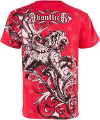 Lion and Vines Metallic Silver Embossed Cotton Mens Fashion T-Shirt