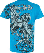 Lion and Vines Metallic Silver Embossed Cotton Mens Fashion T-Shirt