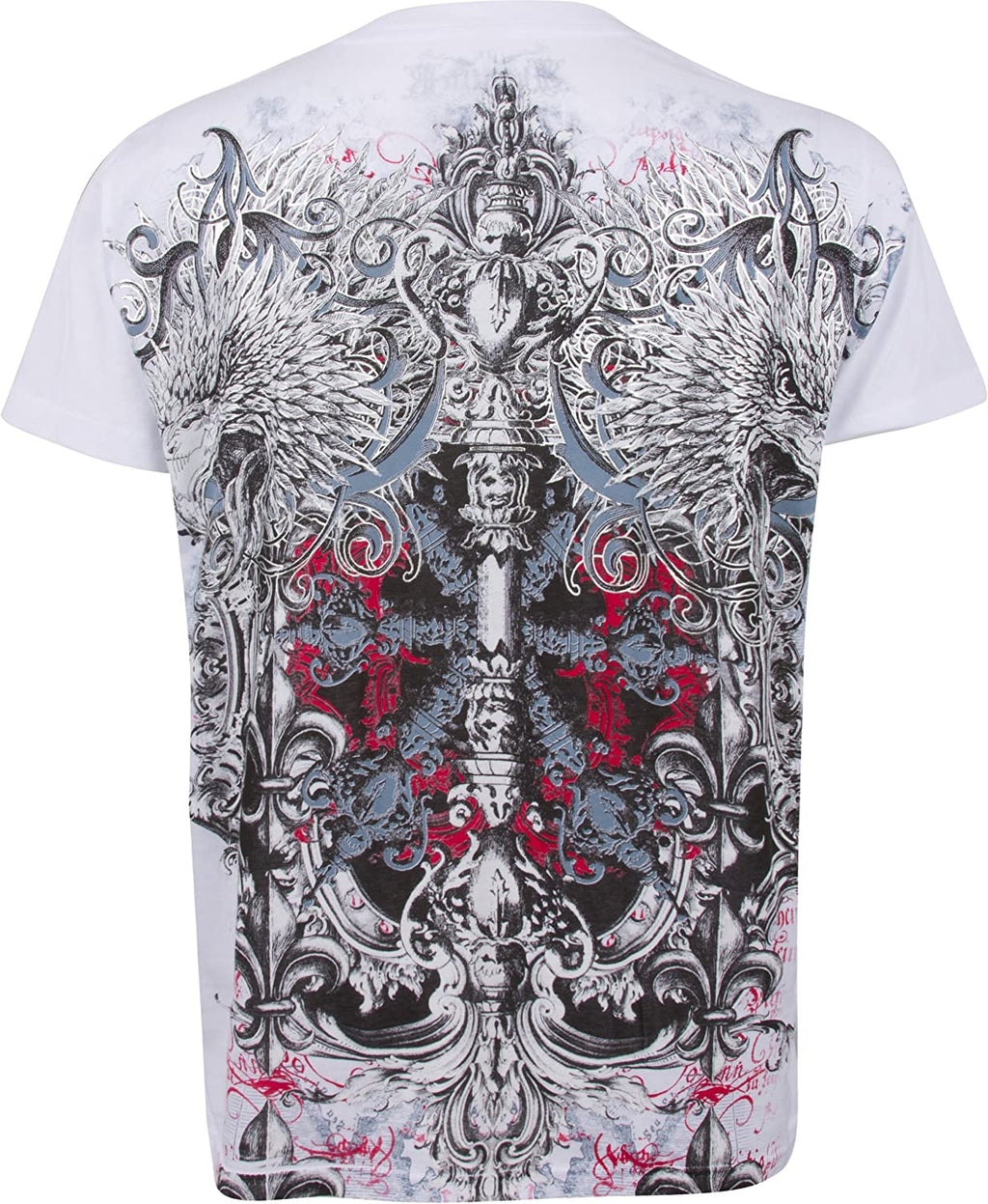 Sakkas Men's Silver Embossed Eagle Head V-Neck T-Shirt