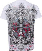 Sakkas Men's Silver Embossed Eagle Head V-Neck T-Shirt