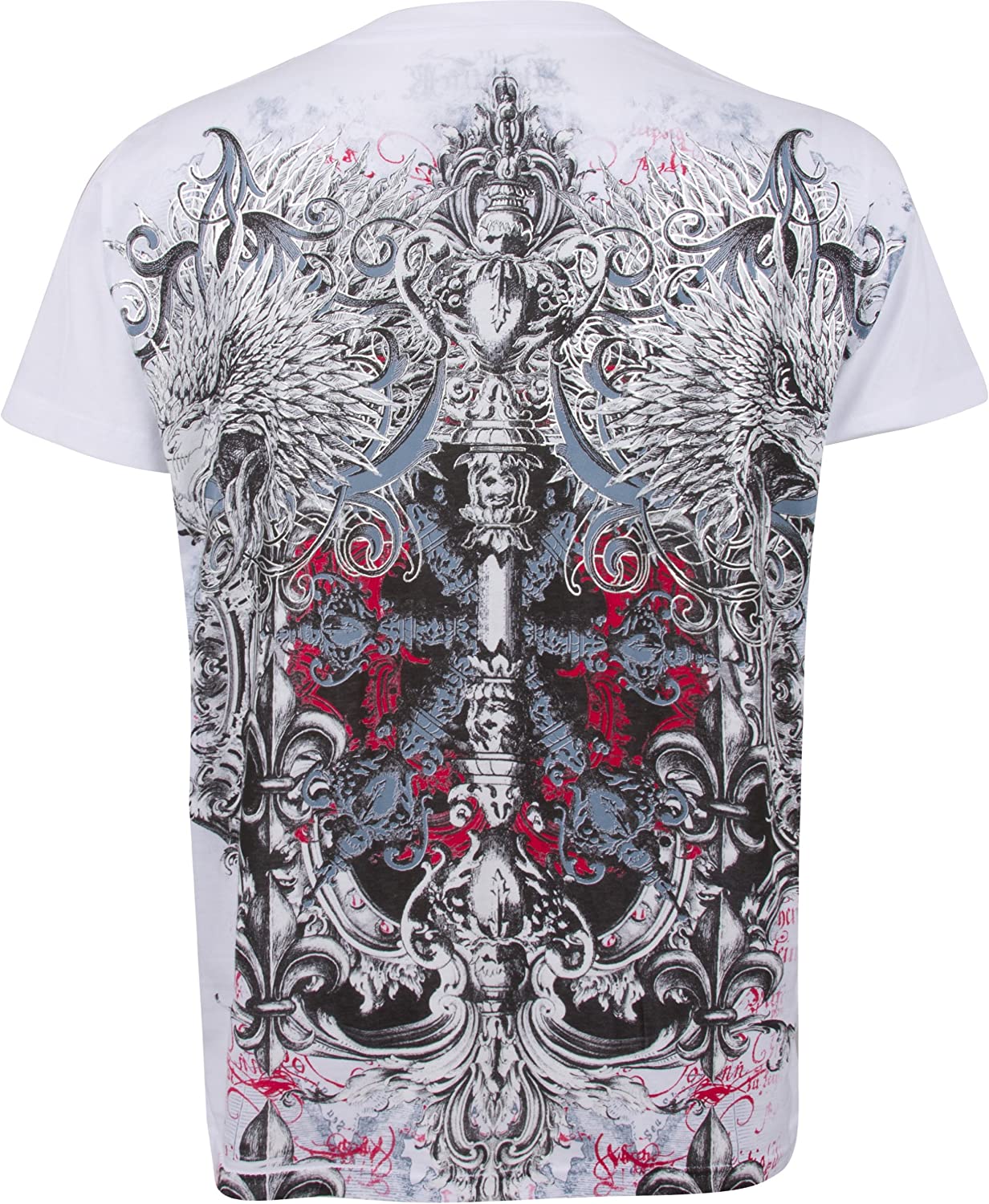 Sakkas Men's Silver Embossed Eagle Head V-Neck T-Shirt