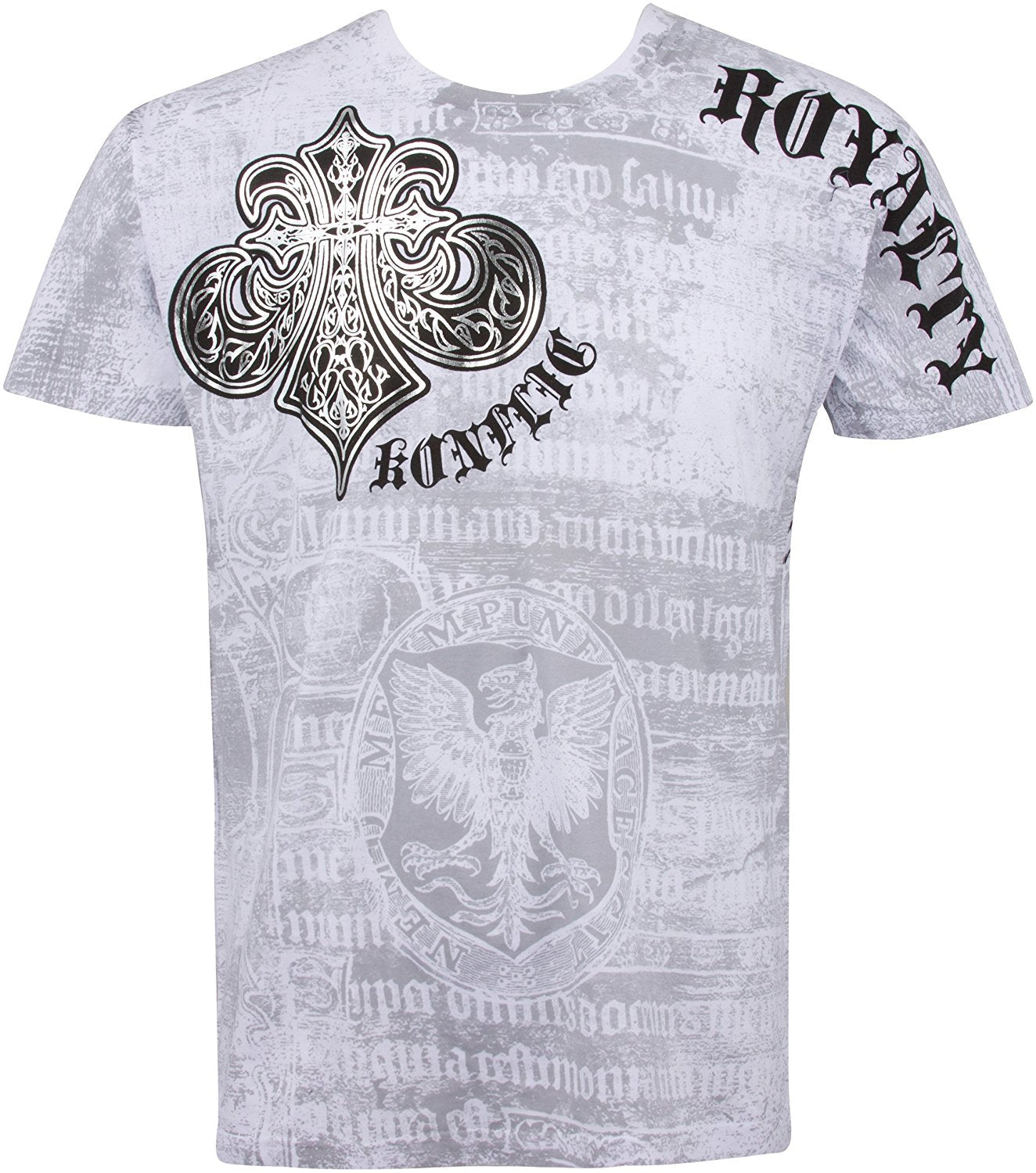 Royalty Metallic Silver Short Sleeve Crew Neck Cotton T-Shirt