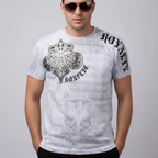 Royalty Metallic Silver Short Sleeve Crew Neck Cotton T-Shirt