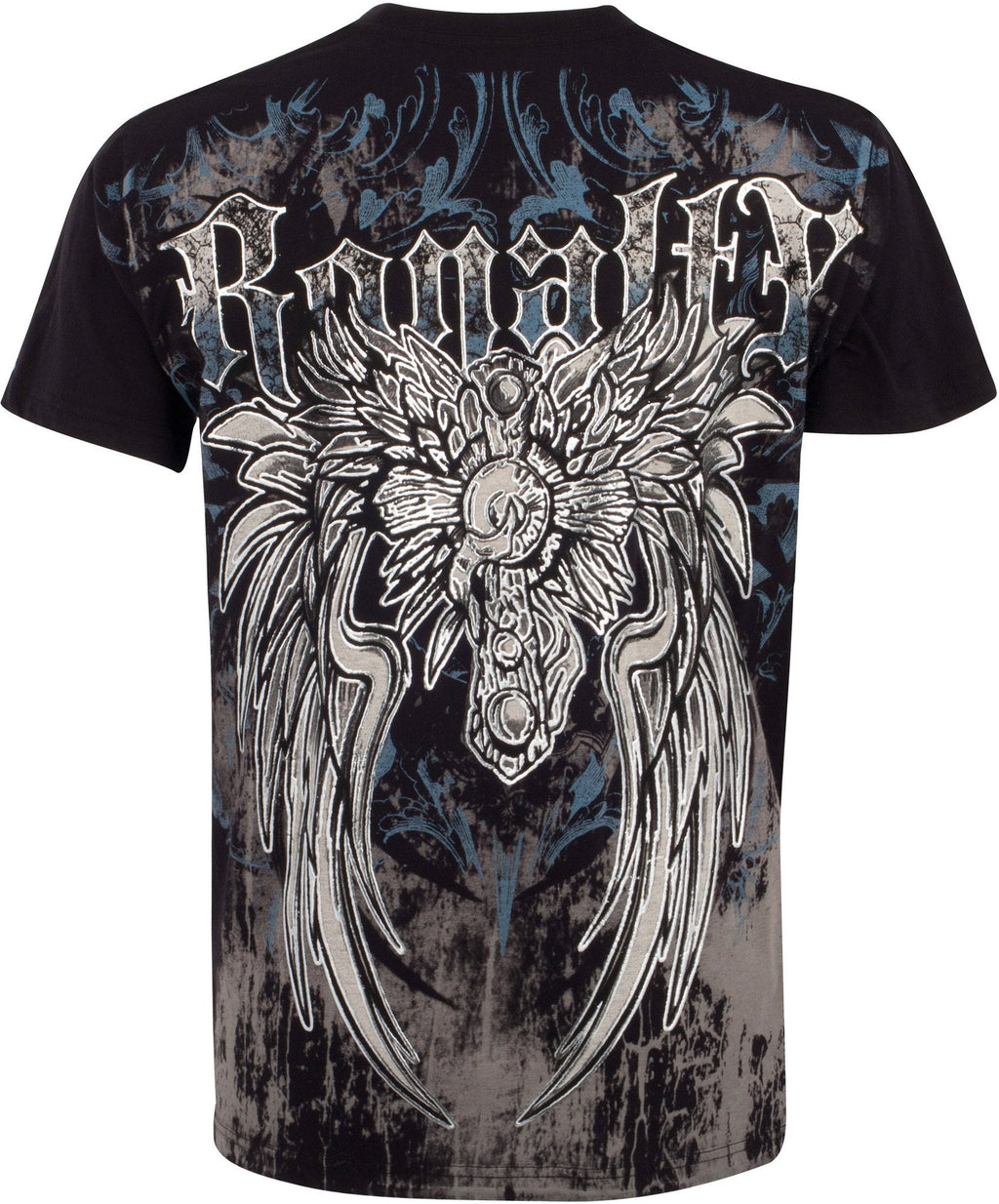 Royalty Fleur de Lis Metallic Silver Embossed Cotton T-Shirt