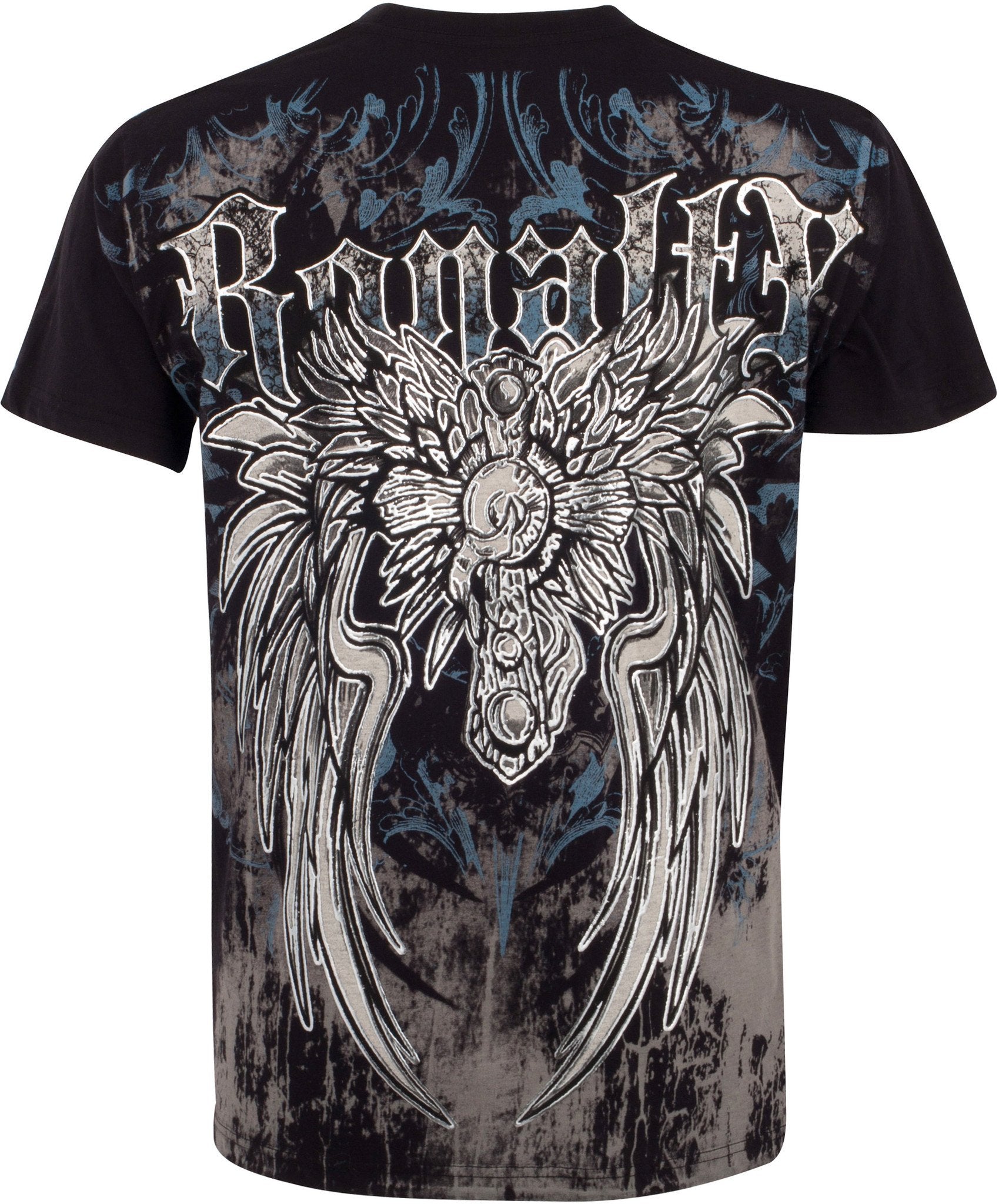 Royalty Fleur de Lis Metallic Silver Embossed Cotton T-Shirt