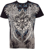 Royalty Fleur de Lis Metallic Silver Embossed Cotton T-Shirt
