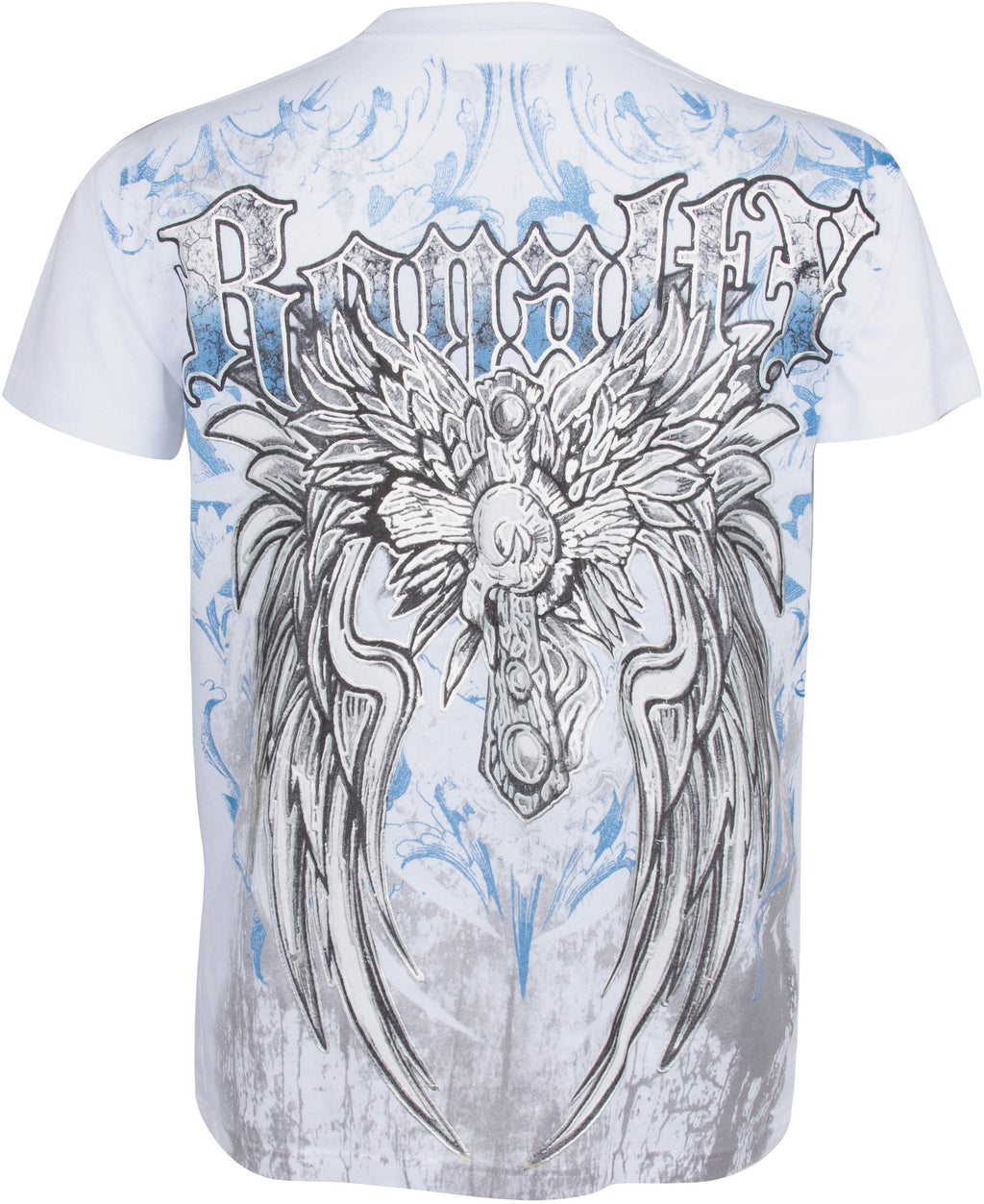 Royalty Fleur de Lis Metallic Silver Embossed Cotton T-Shirt