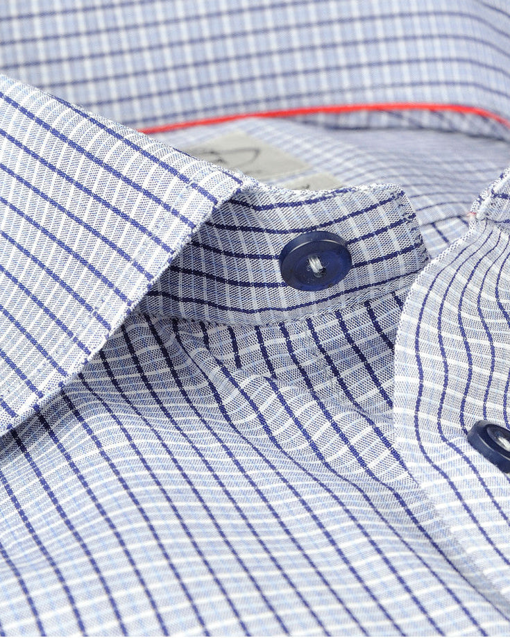 Finollo Dress Shirt Navy Check | Contemporary Fit