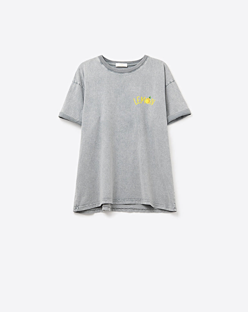 Wash Grey T-Shirt with Lemon Graphic