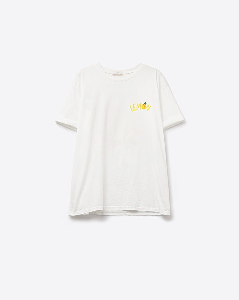 Made in Italy White T-Shirt with Lemon Graphic