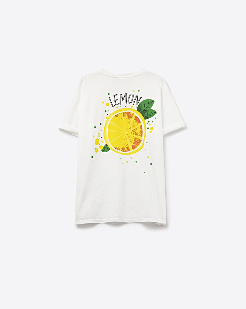 Made in Italy White T-Shirt with Lemon Graphic