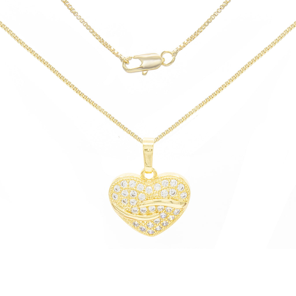 Cubic Zirconia 14K Gold Filled Heart Pendant Necklace Set