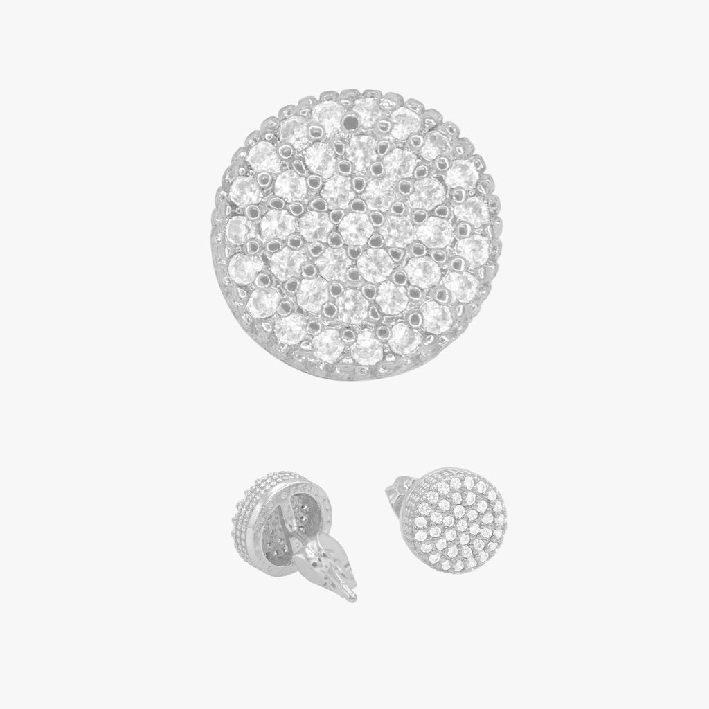 Round 4 CZ Earrings 14K Gold Filled Silver Hip Hop Studs