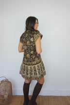 Marina Mini Dress in Black Jacobean