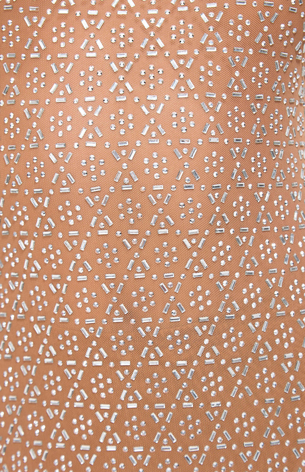 Maro Crystal Embellished Mesh Maxi Dress Beige
