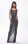 Maro Crystal Embellished Mesh Maxi Dress