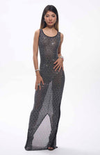 Maro Crystal Embellished Mesh Maxi Dress