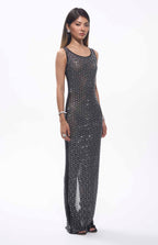 Maro Crystal Embellished Mesh Maxi Dress