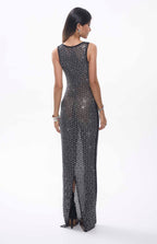 Maro Crystal Embellished Mesh Maxi Dress