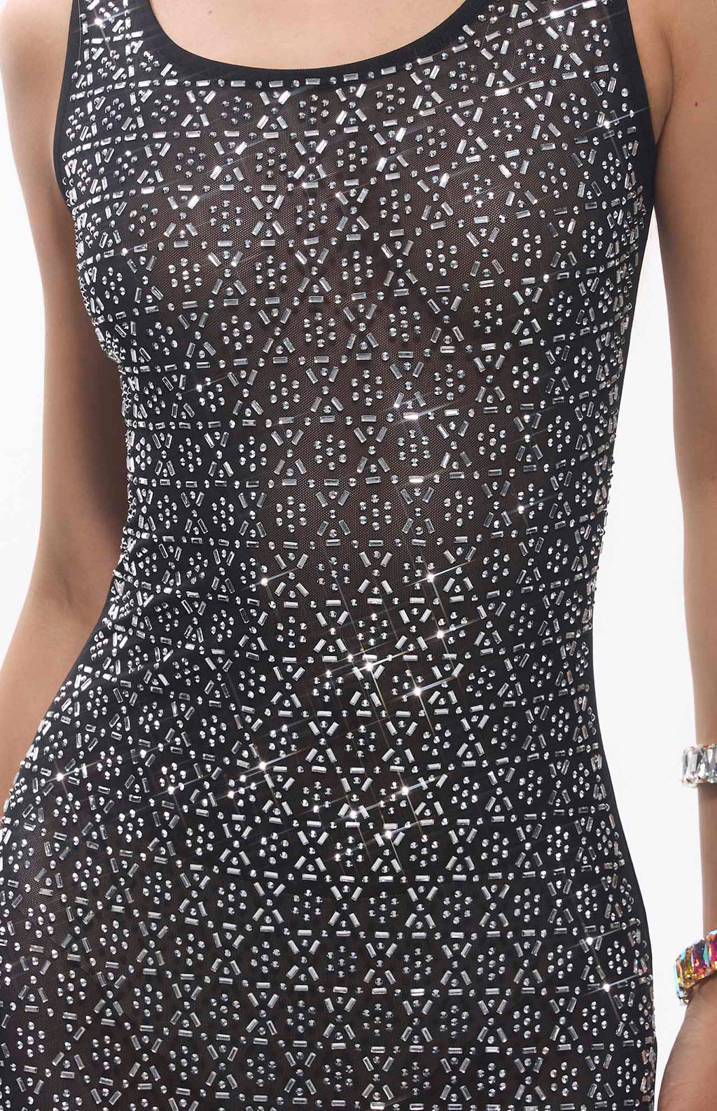 Maro Crystal Embellished Mesh Maxi Dress