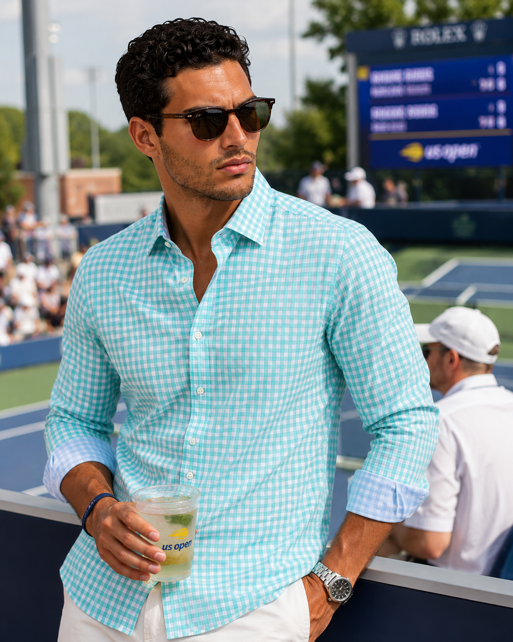 Mauro Long Sleeve Check Tech Shirt | Emerald