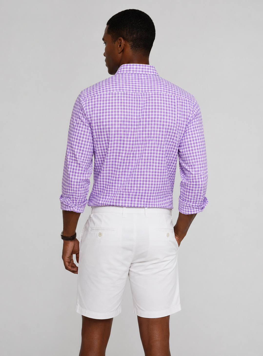 Mauro Long Sleeve Check Tech Shirt | Lavender
