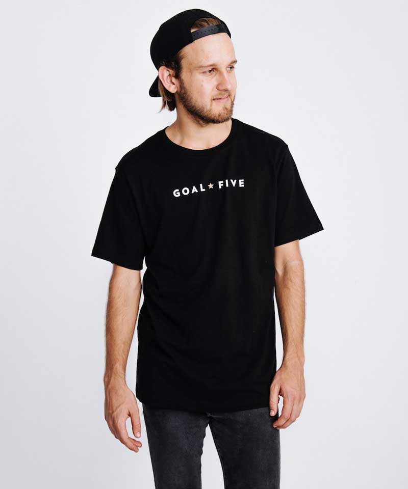 Goal Five Men's Black Cotton T-Shirt