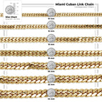 Miami Cuban Link Chain Set Necklace and Bracelet 14K Gold Premium Plated | 10-24mm