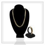 Miami Cuban Link Chain Set Necklace and Bracelet 14K Gold Premium Plated | 10-24mm