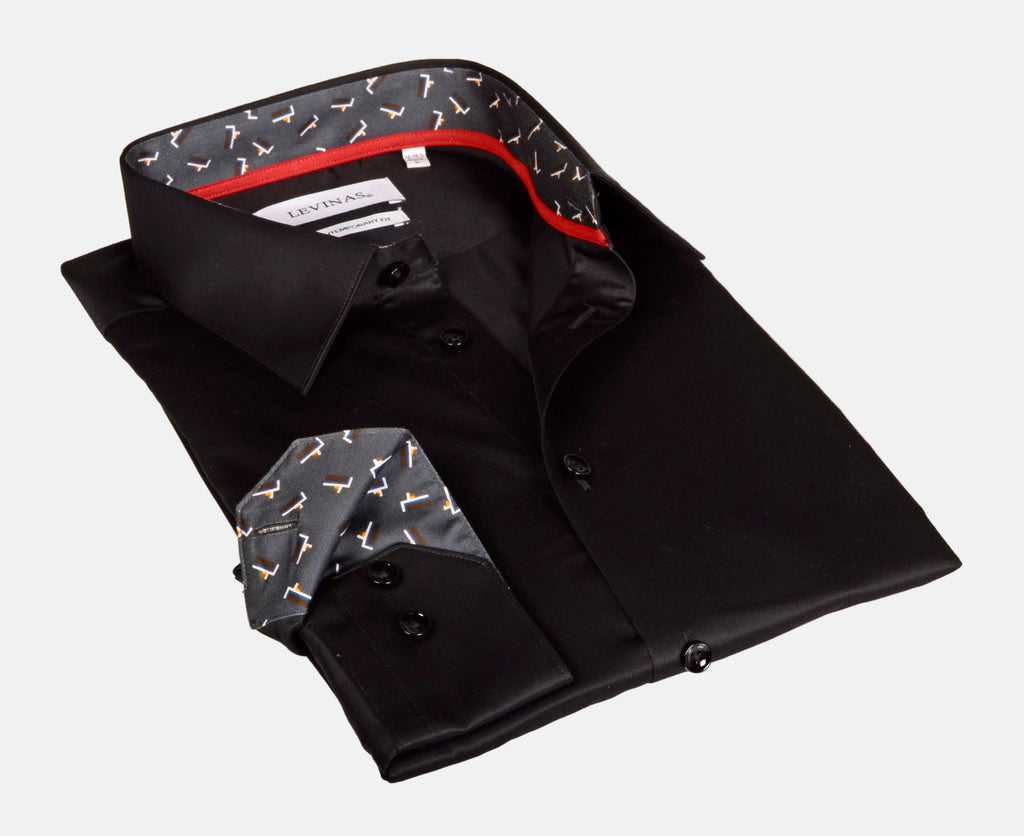 Michael Button-Up  Shirt with Contrast Details Black | Contemporary Fit (Regular)