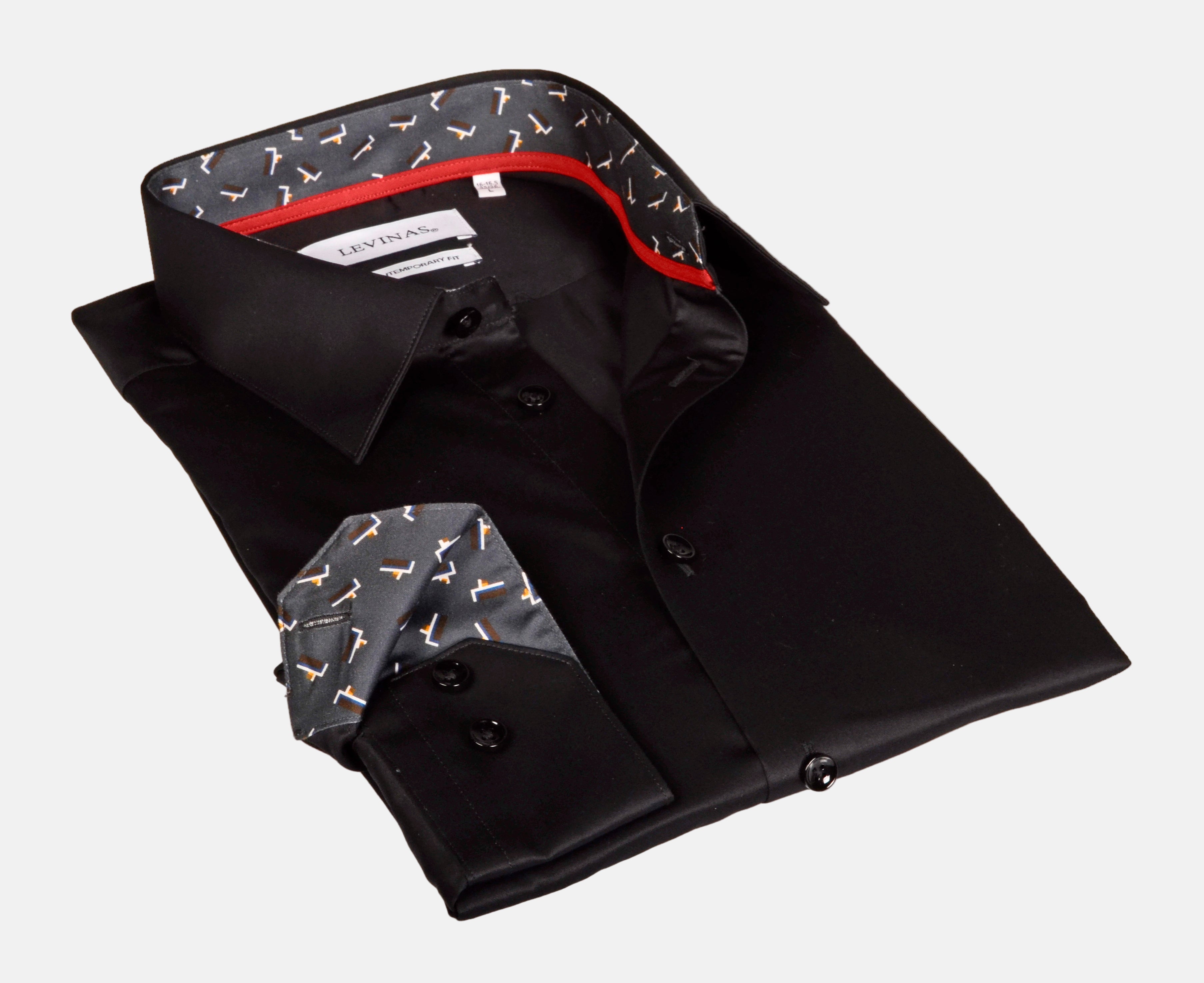 Michael Button-Up  Shirt with Contrast Details Black | Contemporary Fit (Regular)