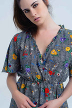 Mini Dress with Colourful Flower Print