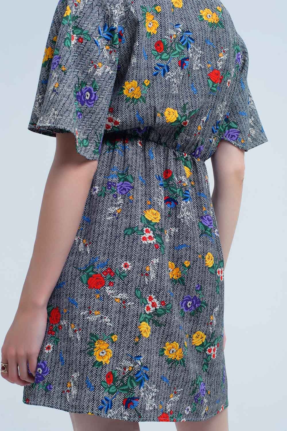 Mini Dress with Colourful Flower Print
