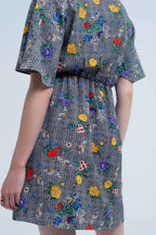 Mini Dress with Colourful Flower Print
