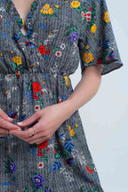 Mini Dress with Colourful Flower Print