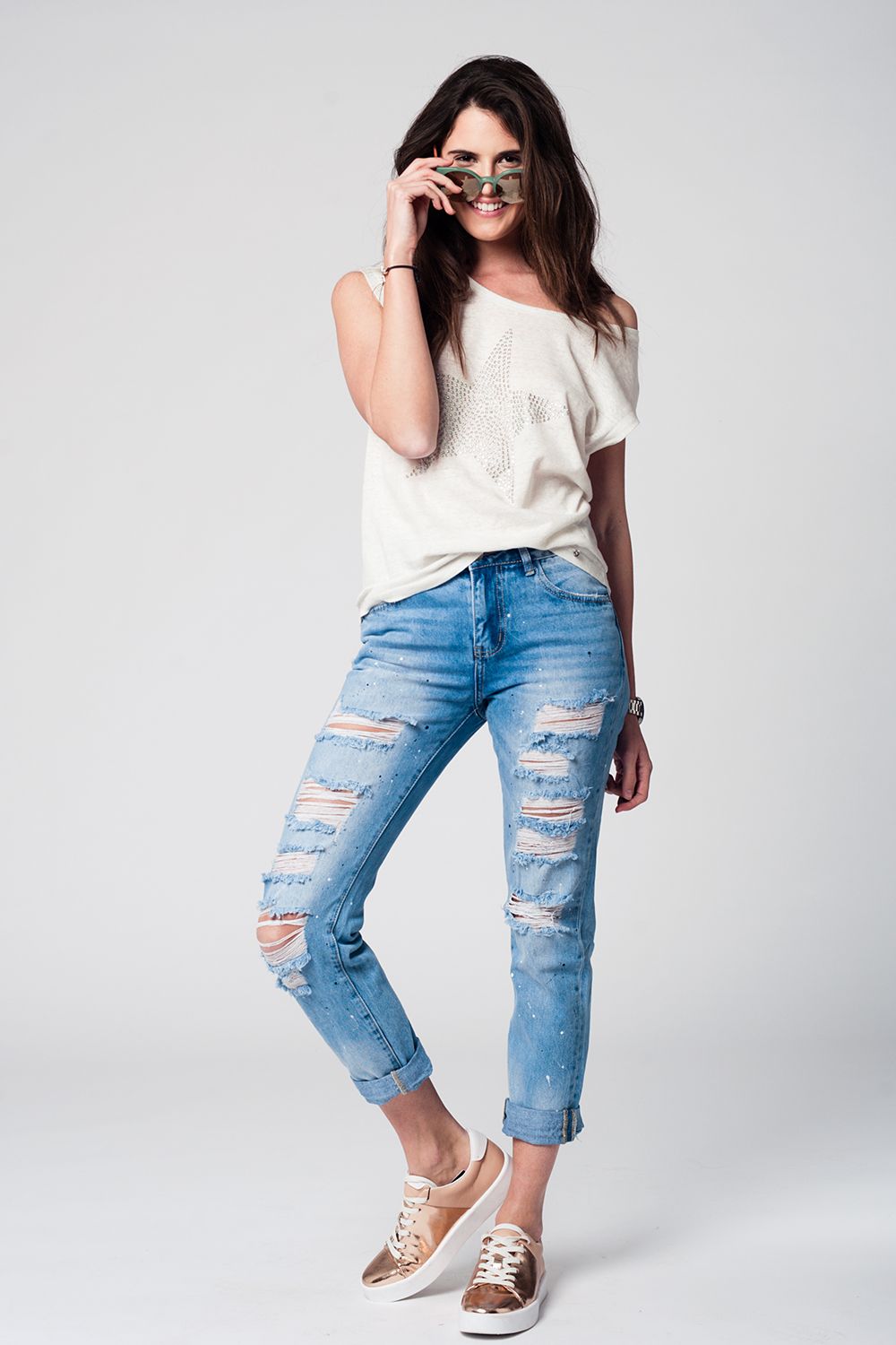 Mom Jeans with Extreme Rips