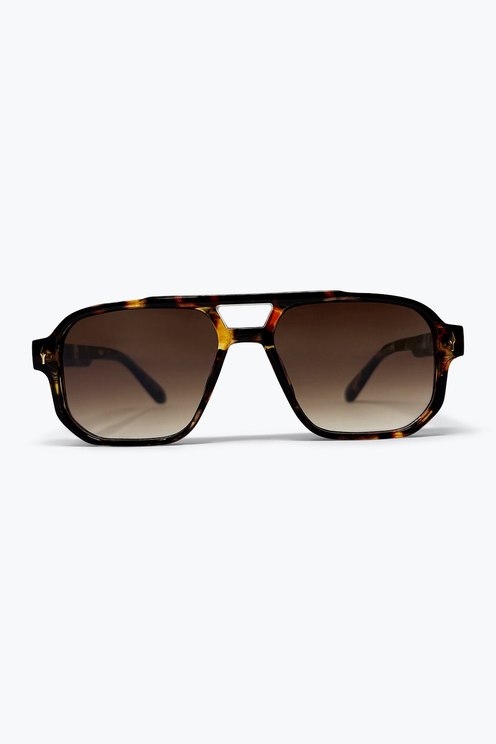 Multicolor Tortoiseshell Acetate Gradient Lens Oversize Aviator Sunglasses