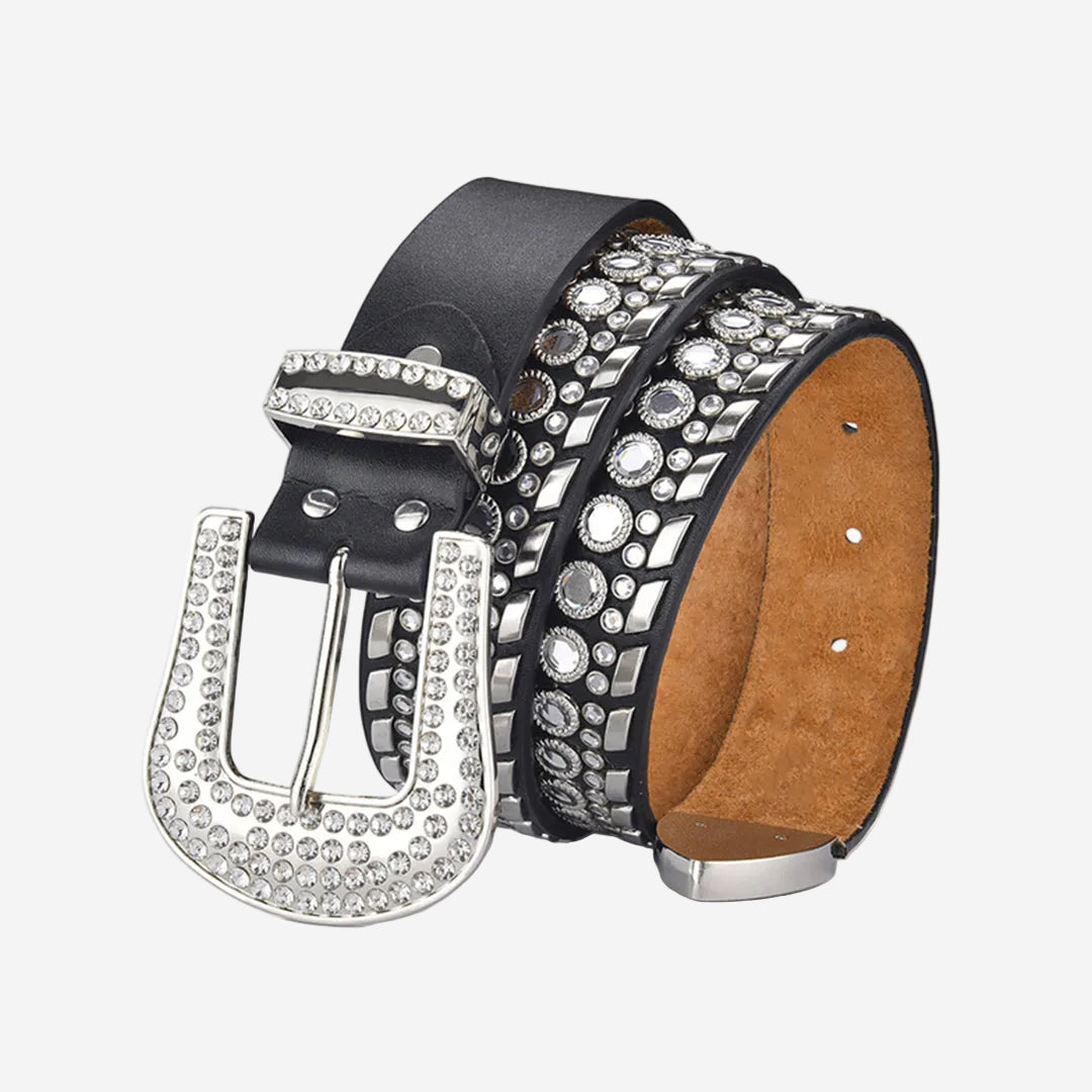 Black Strap Kippy Cowboy Rhinestone Belt