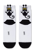 Conte Classic Cotton Socks 233 | Picot 'Black Cat' White