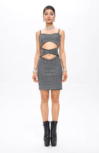 Nure Embellished Cut-Out Crystal Mini Dress Black