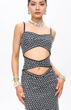 Nure Embellished Cut-Out Crystal Mini Dress Black