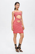 Nure Embellished Cut-Out Crystal Mini Dress Red