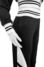 Crop Top Jacket and Wide Leg Pants Outfit Set Black/White