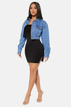 Denim Crop Jacket Blue