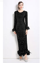 Crystal Rhinestone Party Maxi Dress Black