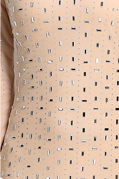 Crystal Rhinestone Party Maxi Dress Beige
